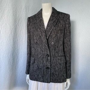 L’AGENCE NEW Ashlyn Doubled Breasted Blazer Textured Herringbone Shiny